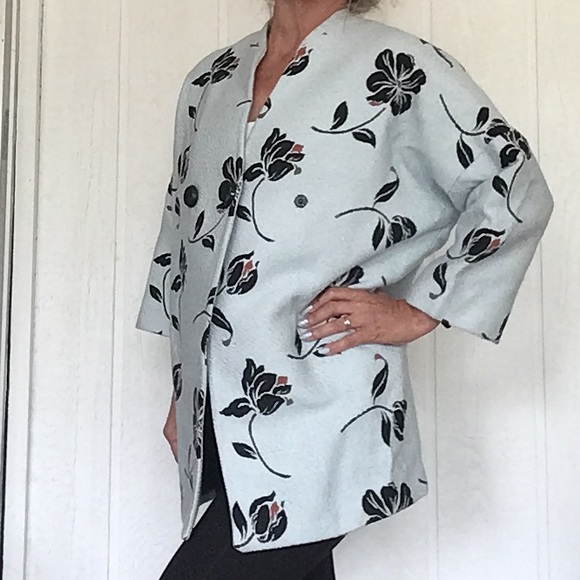 ZARA  BLUE BLACK FLORAL BUBBLE COAT SIZE  XS/SMALL - Picture 6 of 15